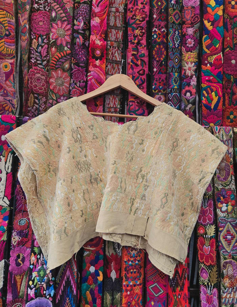 Beige and Blush Cobán Huipil #10-71