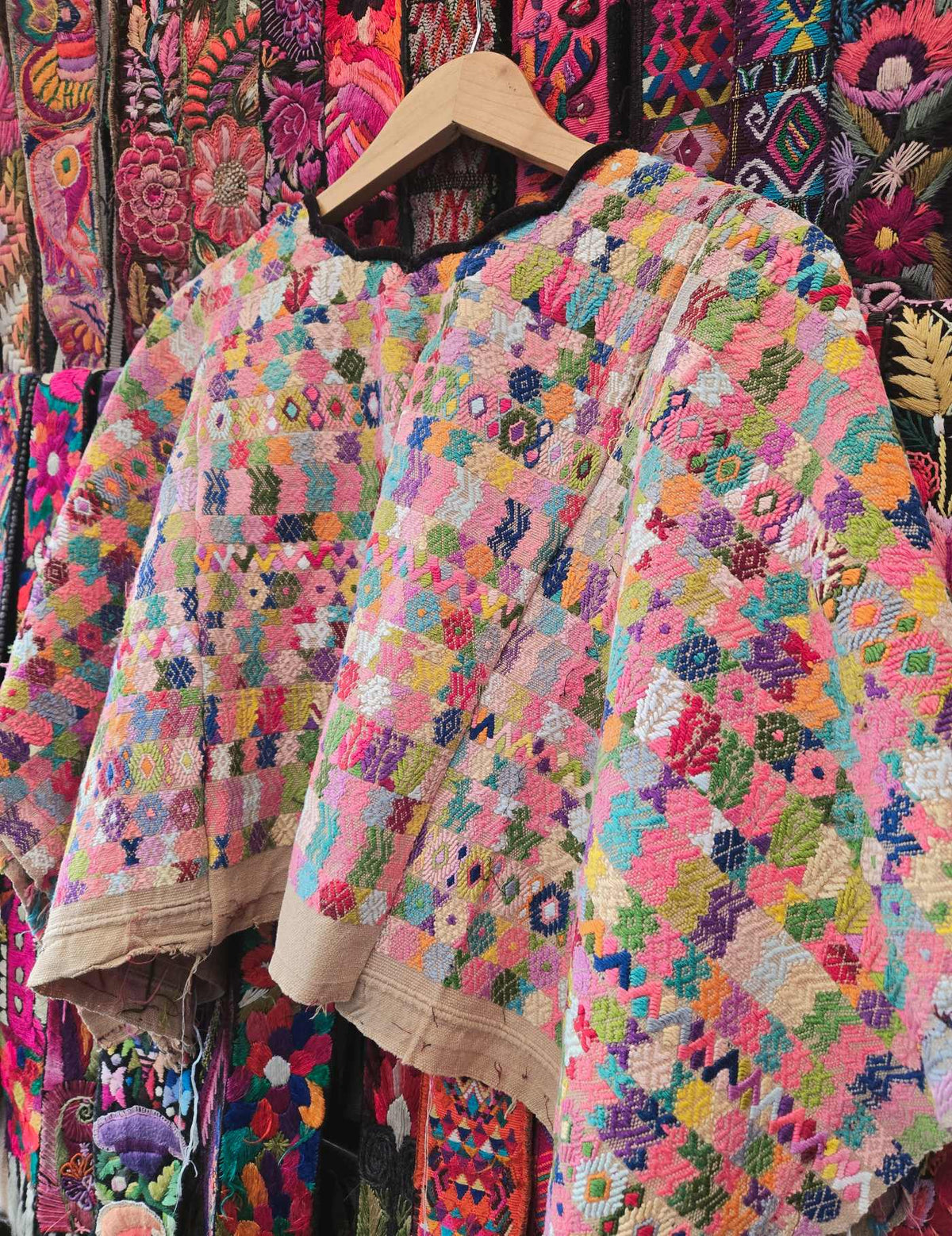 Colourful on Beige Cobán Huipil #10-76