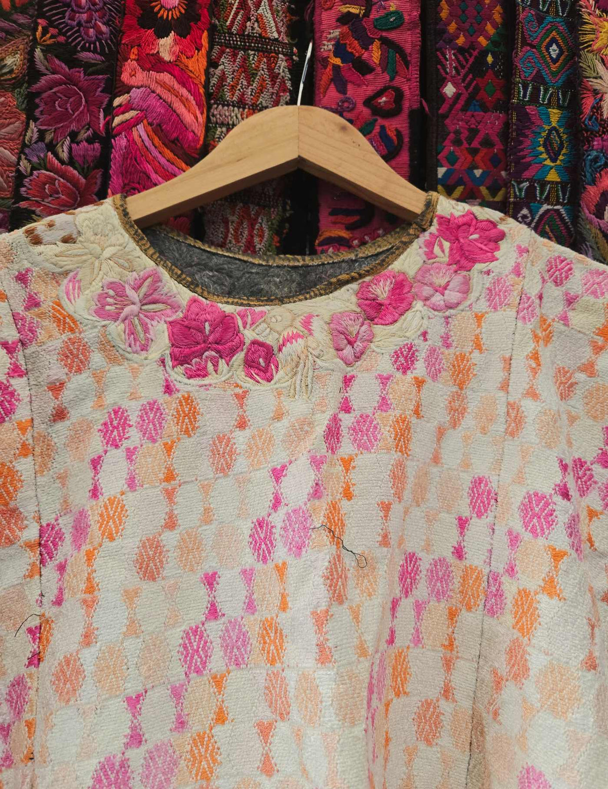 Pink and Orange Cobán Huipil #10-78