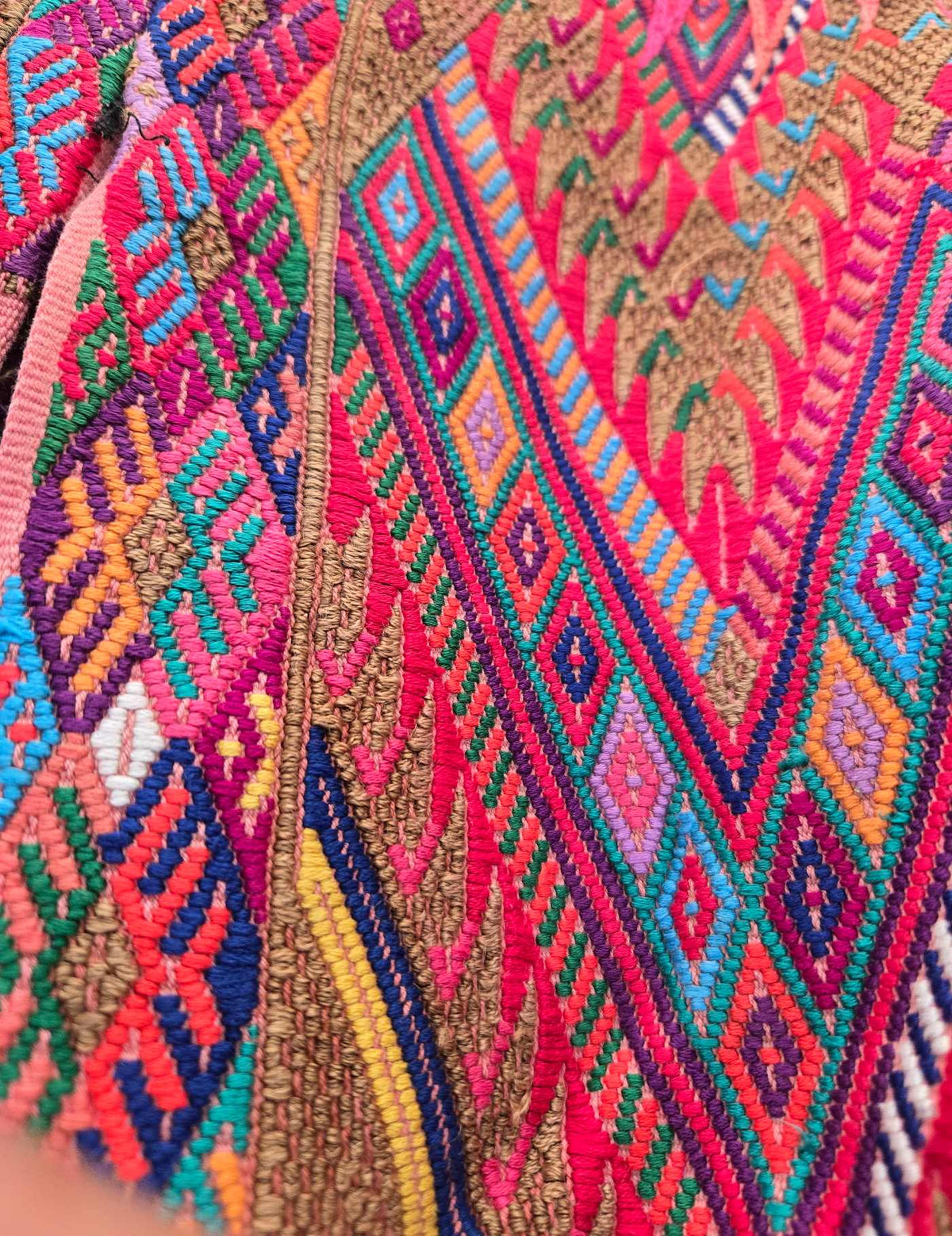 40 year old Geometric Salmon Chichicastenango Huipil #10-80
