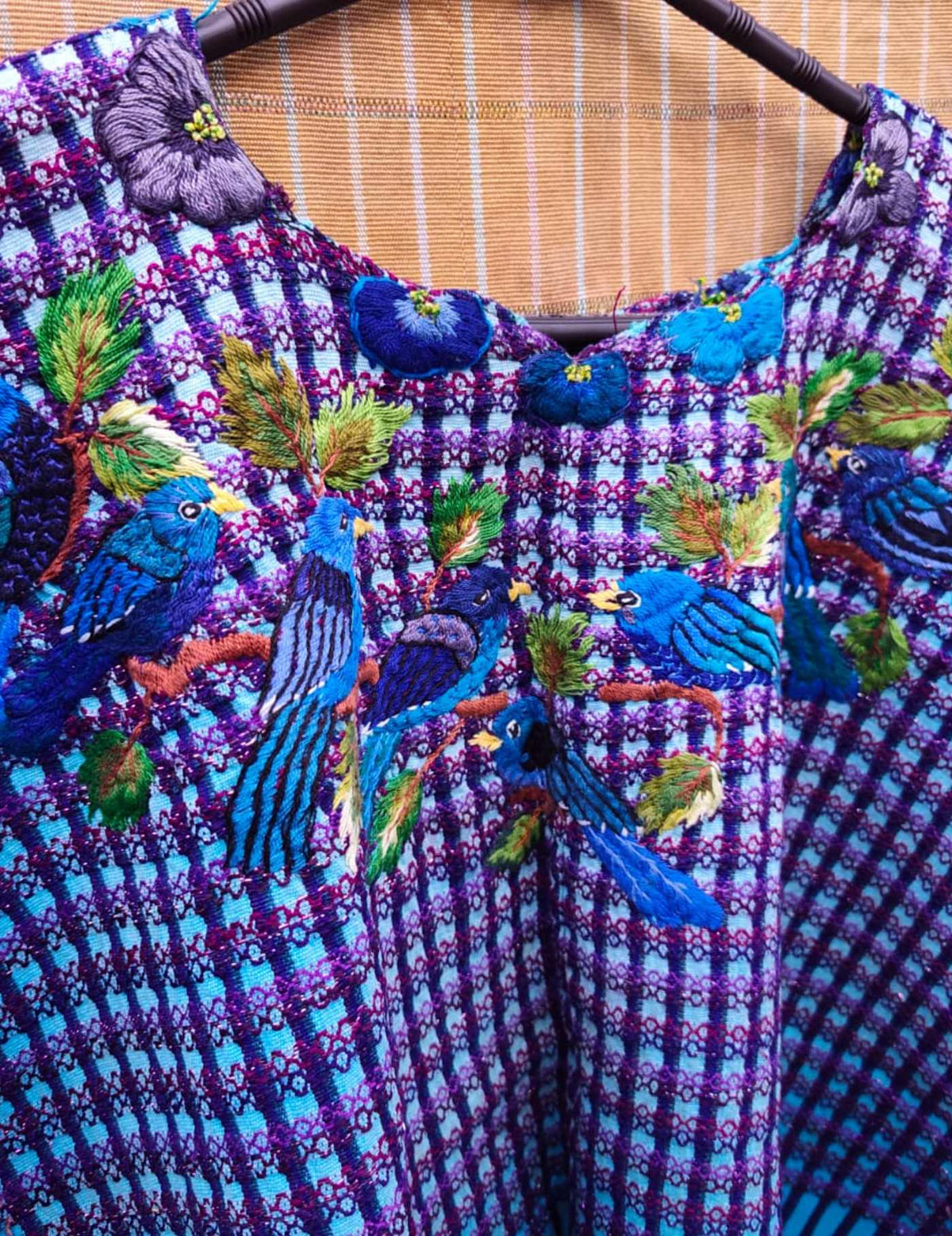 Blue and Purple Gingham Santiago Huipil #10-84