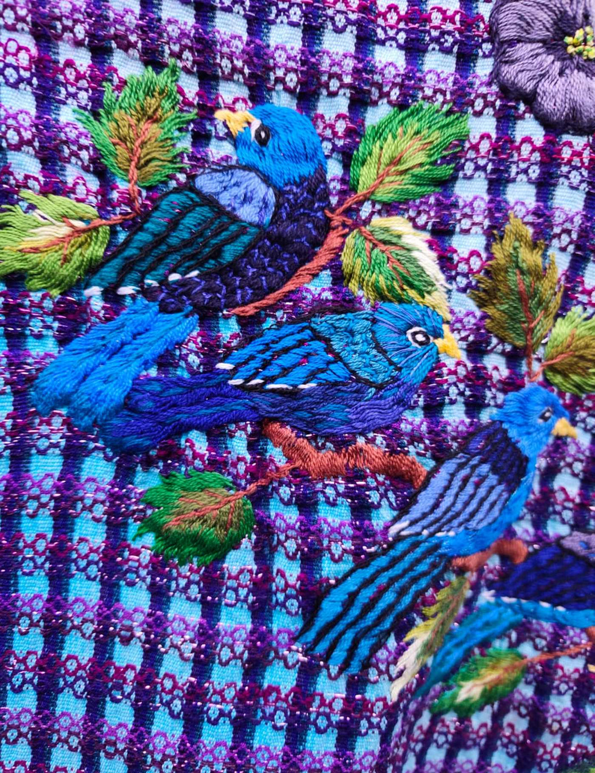 Blue and Purple Gingham Santiago Huipil #10-84