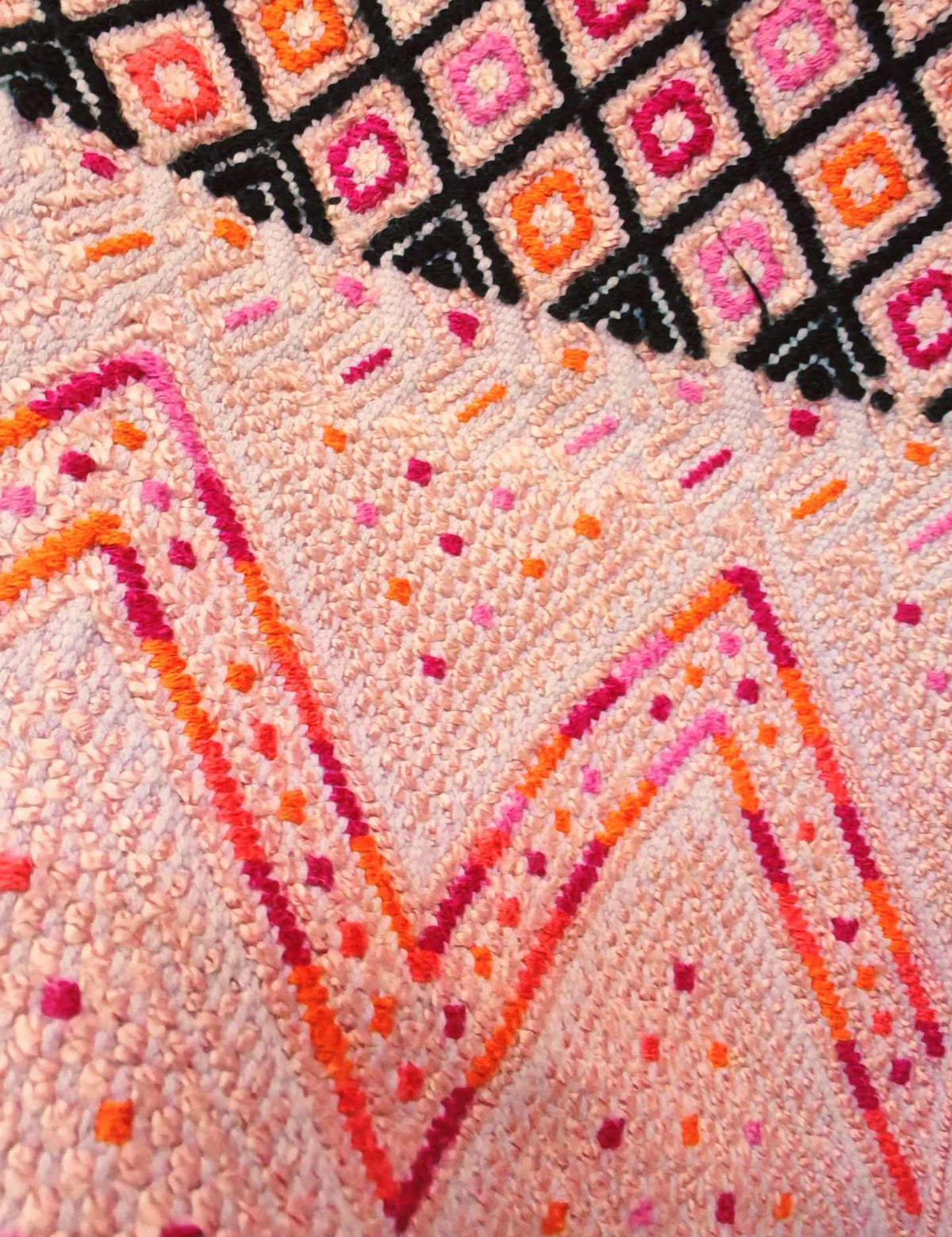 Warm Pink Abstract Nahualá Huipil #10-107