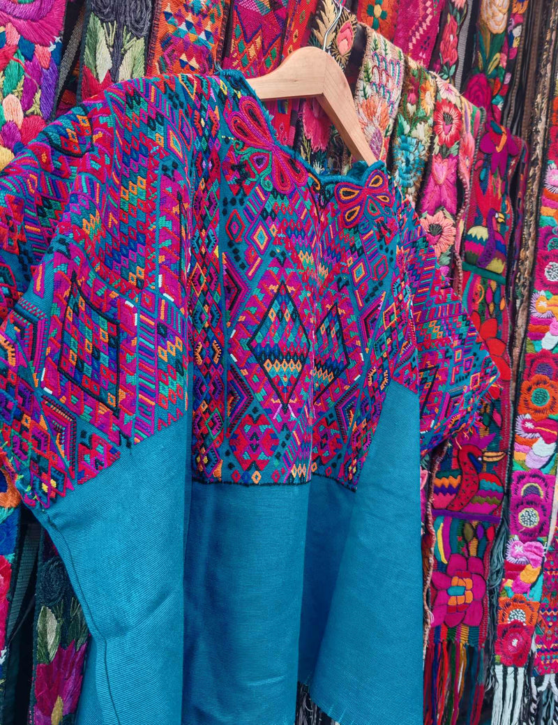 Blue and Pink Chichicastenango Huipil #10-111