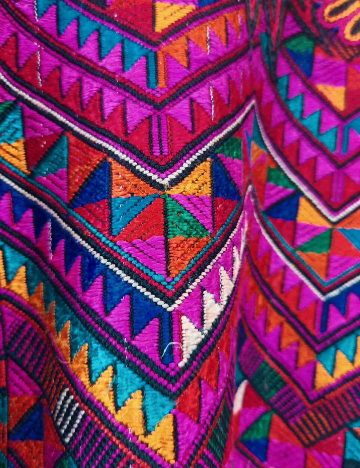 Silk Embroidery in Berry Chichicastenango Huipil #10-112