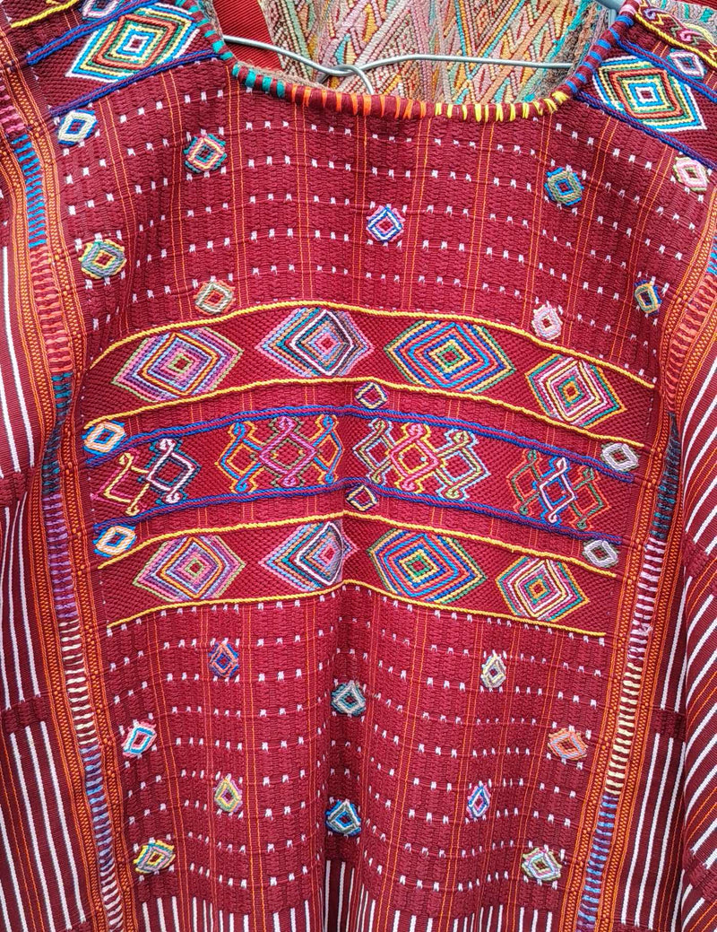 Burgundy Geometric Colotenango Huipil #10-127