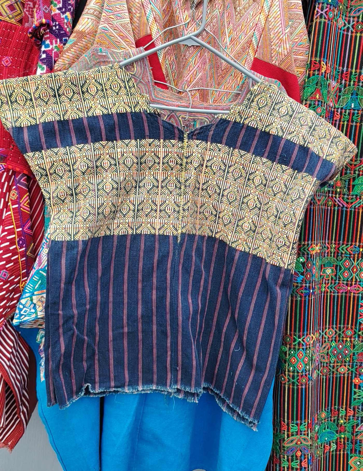 Indigo and Gold Nahualá Huipil #10-131