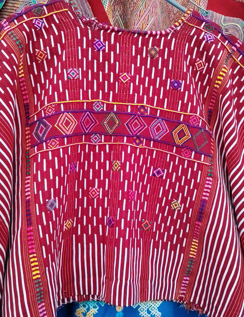 Burgundy Geometrics Colotenango Huipil #10-136