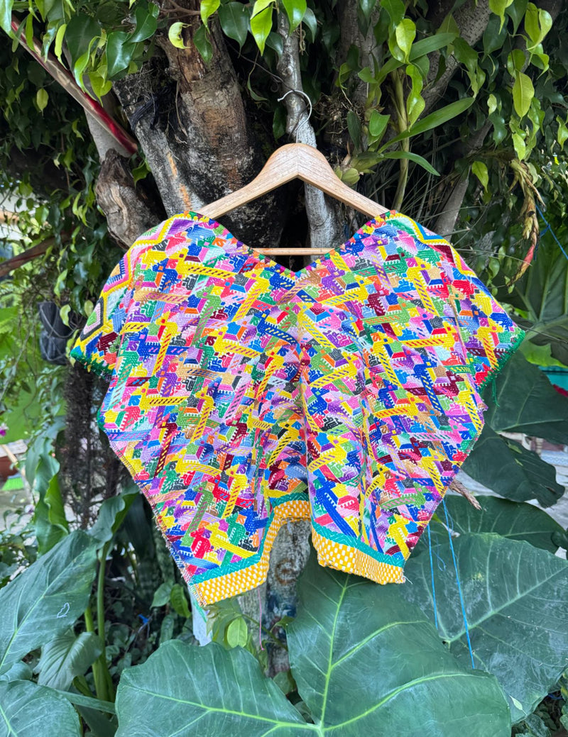 Bright Yellow and Blue San Marcos Huipil #10-138