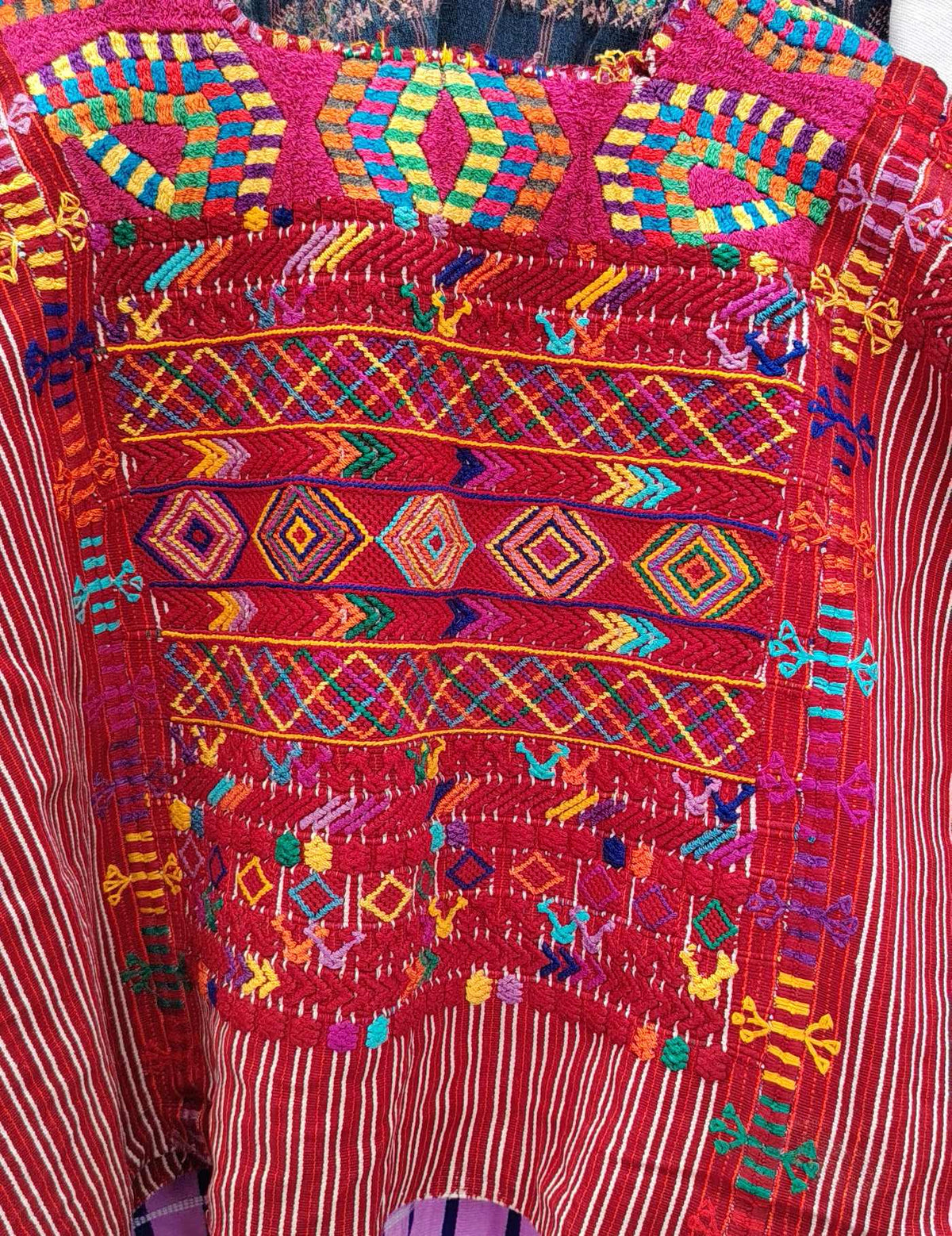 Burgundy with Geometrics Colotenango Huipil #10-150