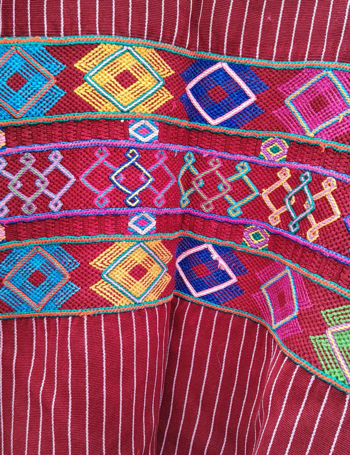 Striped Burgundy Colotenango Huipil #10-152