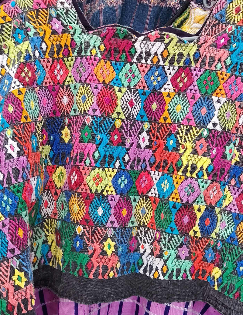 Multicolor on Black Cobán Huipil #10-153