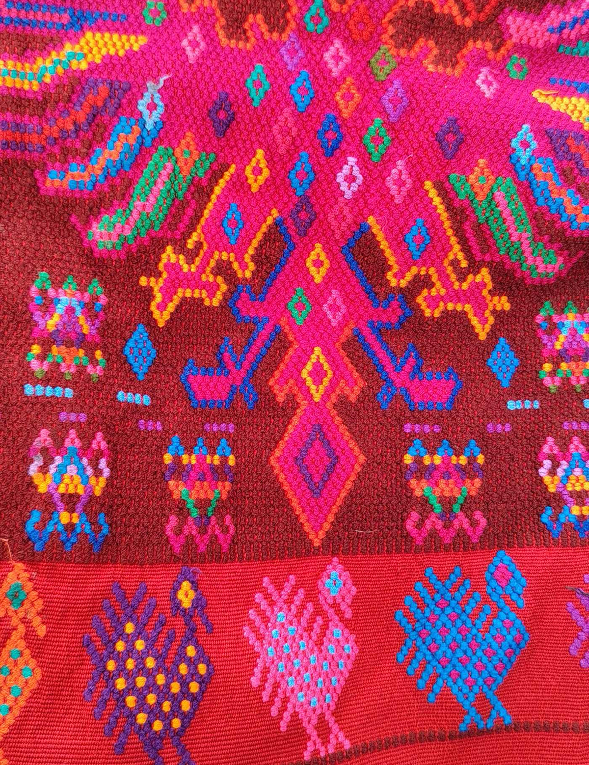 Red with two-headed bird Chichicastenango Huipil #10-154