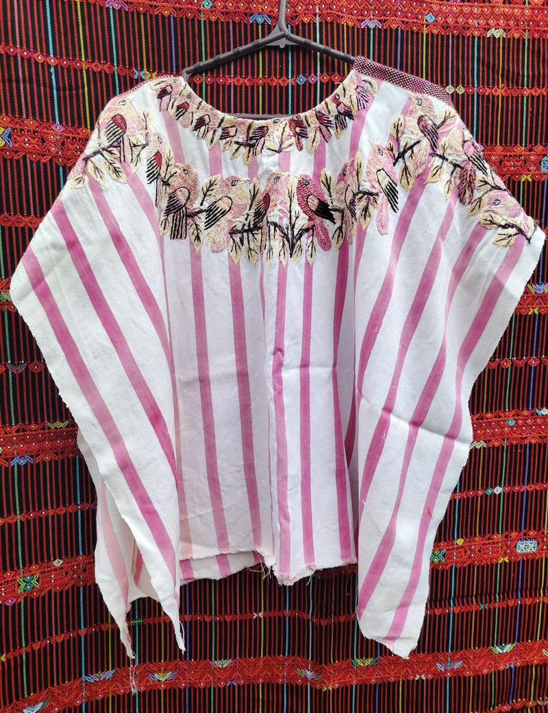 Dusty Pink Birds on Cream Santiago Huipil #10-159