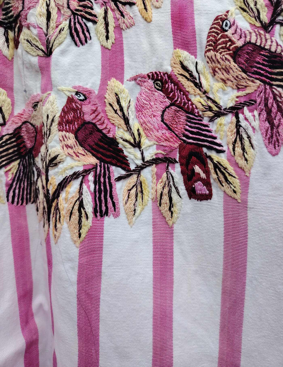 Dusty Pink Birds on Cream Santiago Huipil #10-159