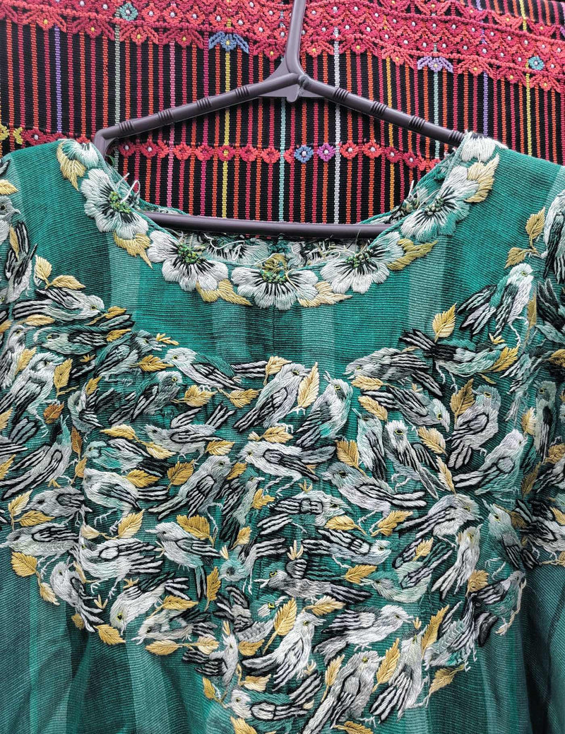 Green Birds Santiago Huipil #10-162