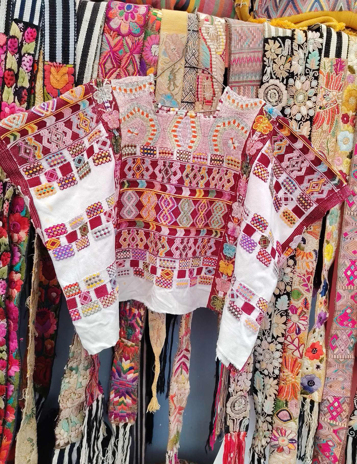 Blush and Burgundy Colotenango Huipil #10-202