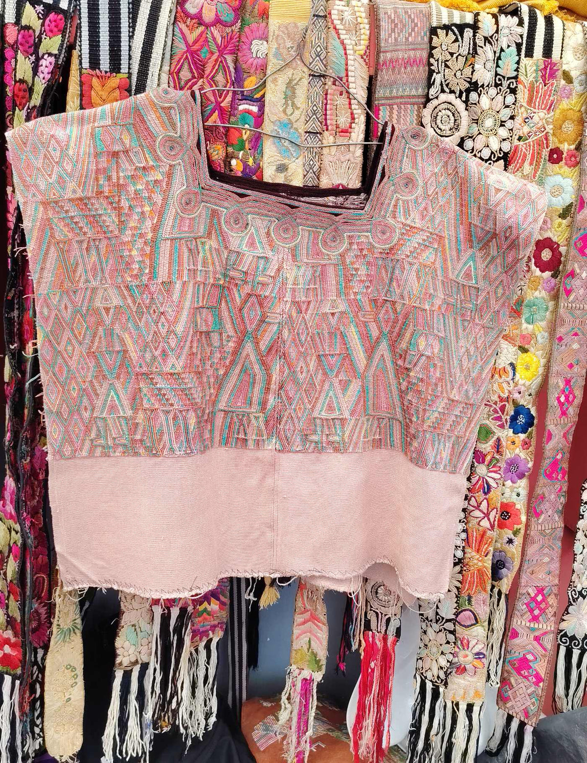Pink and Turquoise Nebaj Huipil #10-208