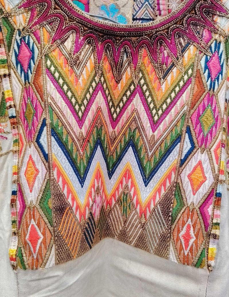 Beige and Green Chichicastenango Huipil #10-209