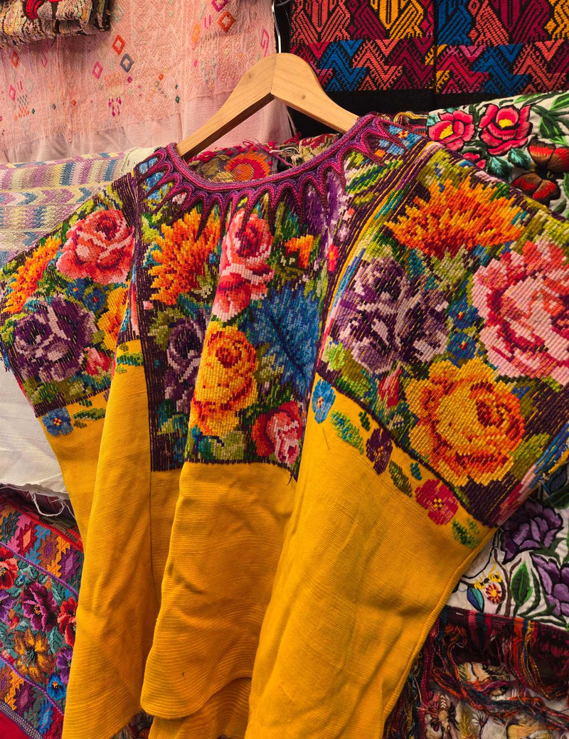 Yellow Floral Chichicastenango Huipil #10-237