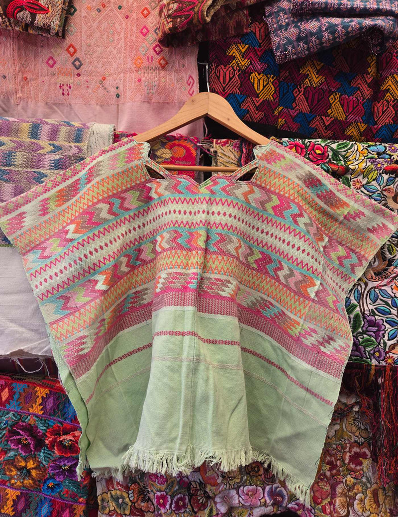 Pink and Faded Green Comalapa Huipil #10-239