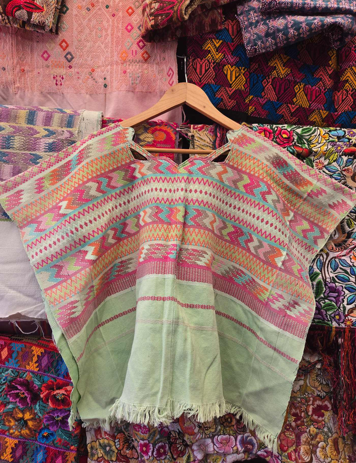 Pink and Faded Green Comalapa Huipil #10-239