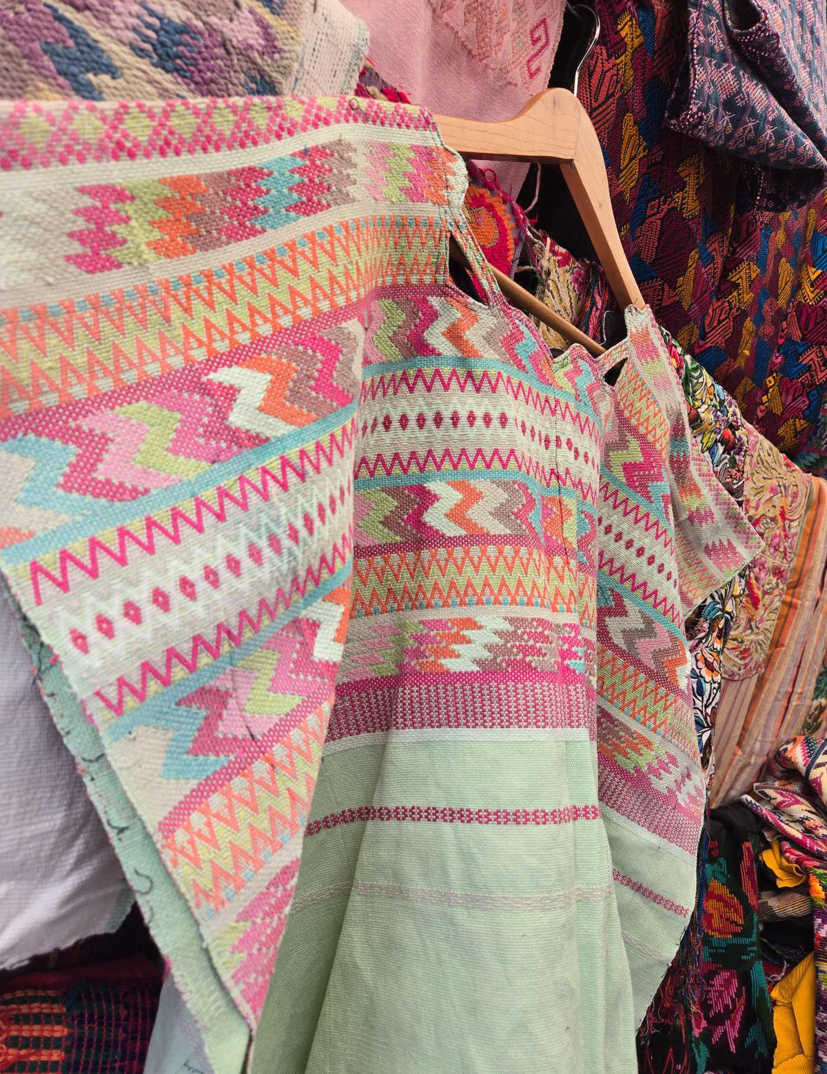 Pink and Faded Green Comalapa Huipil #10-239