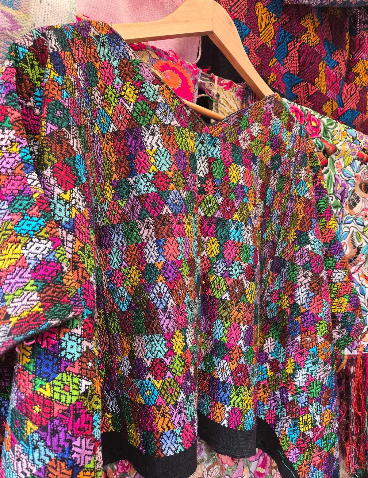 Colourful on Black Cobán Huipil #10-242
