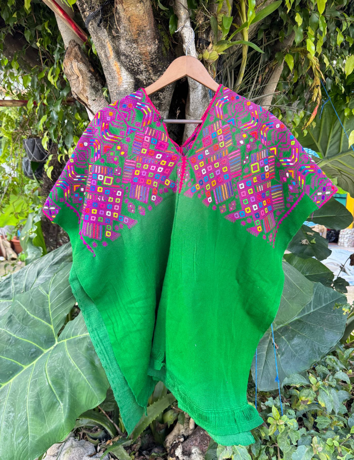 Green and Fuchsia Nahualá Huipil #10-251