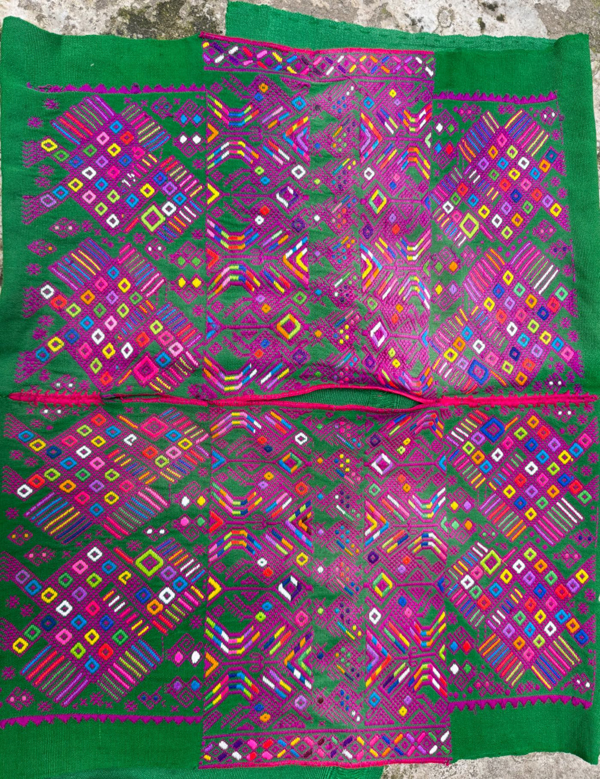 Green and Fuchsia Nahualá Huipil #10-251