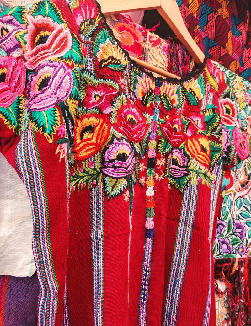 Red Floral Patzún Huipil #10-273