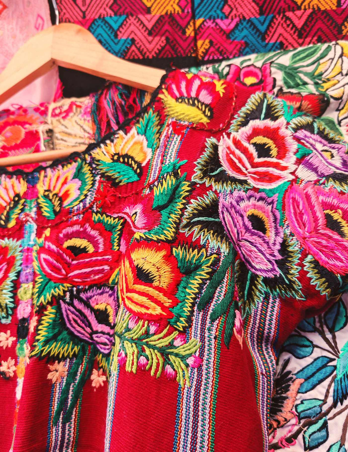 Red Floral Patzún Huipil #10-273