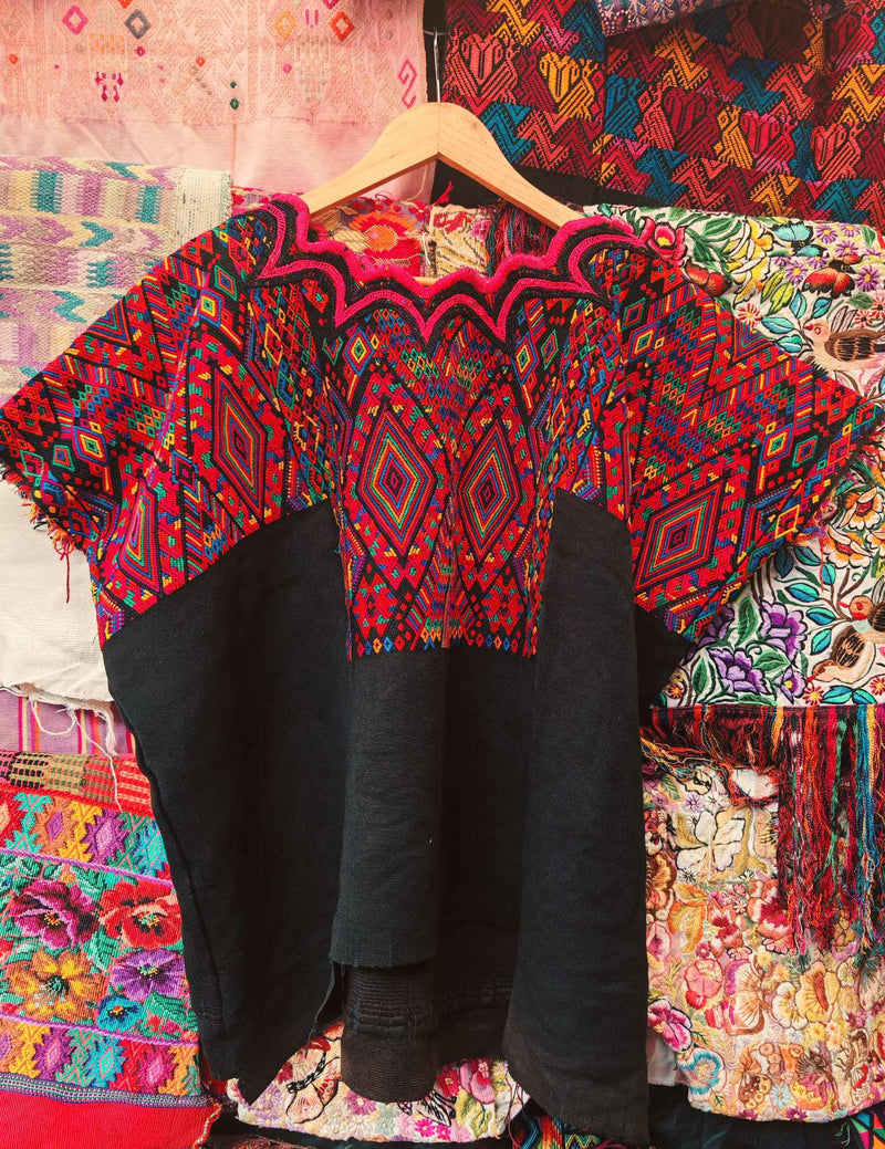 Black and Red Chichicastenango Huipil #10-274