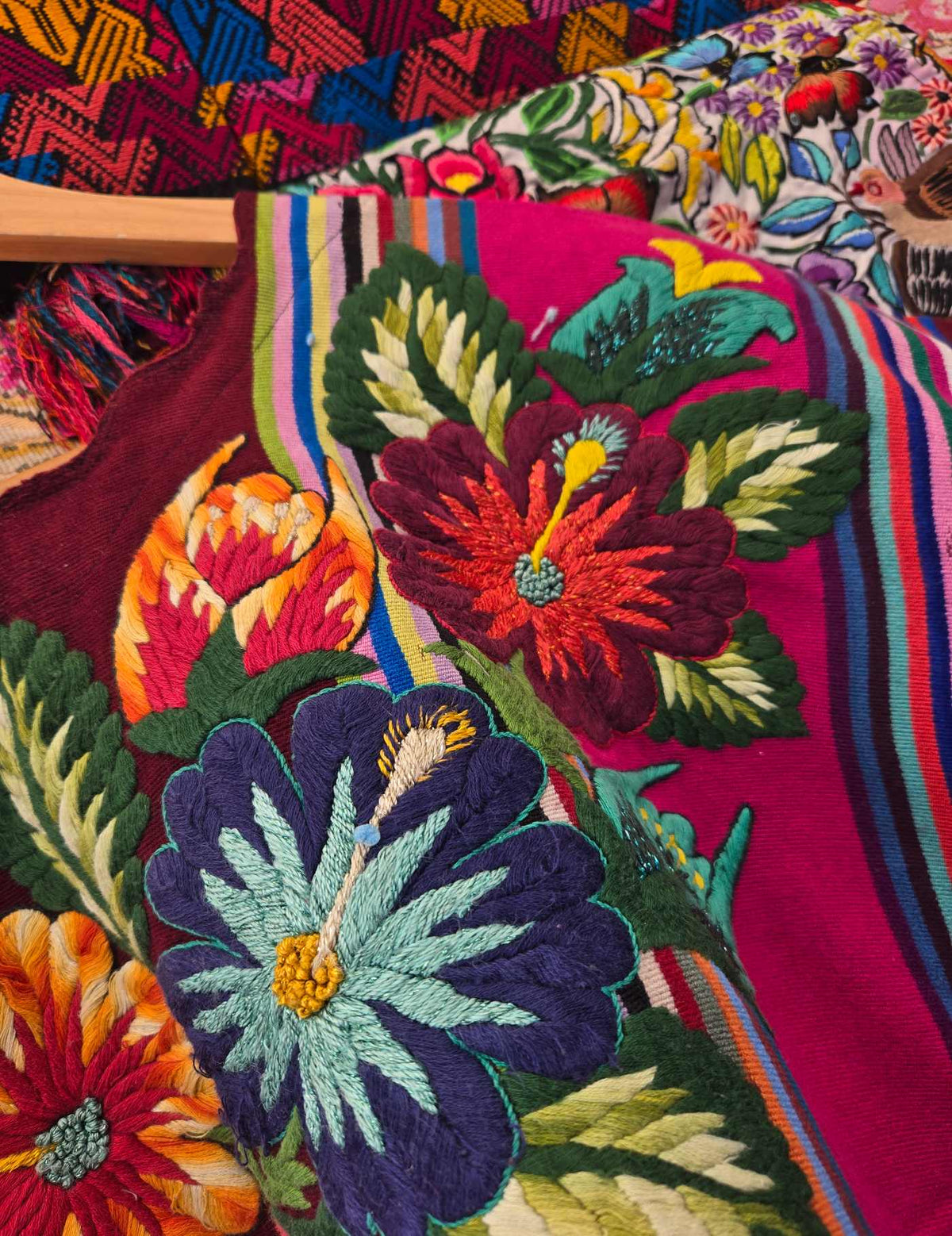 Wine Red Floral Santiago Huipil #10-276