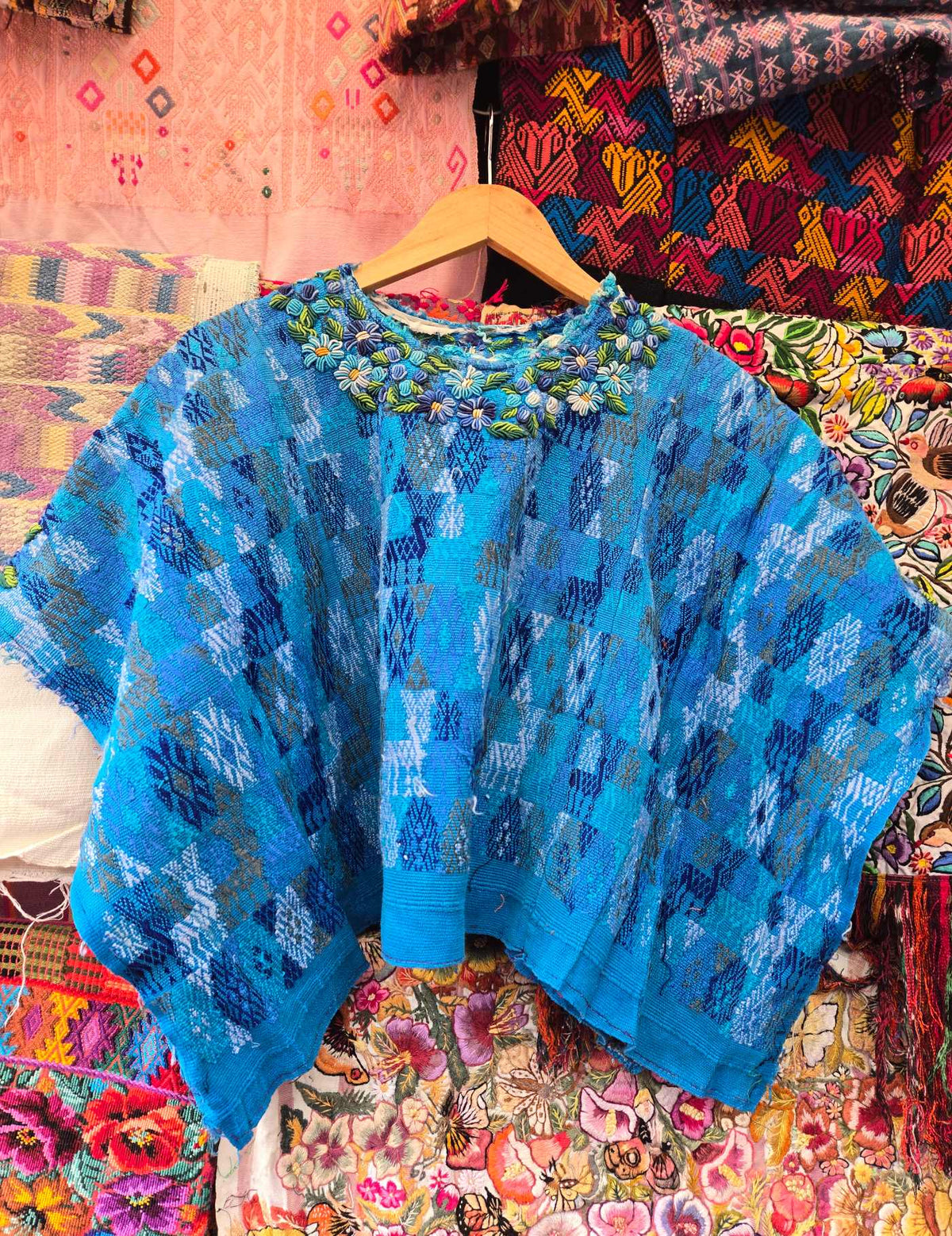 Blue with Rococo Neckline Cobán Huipil #10-277