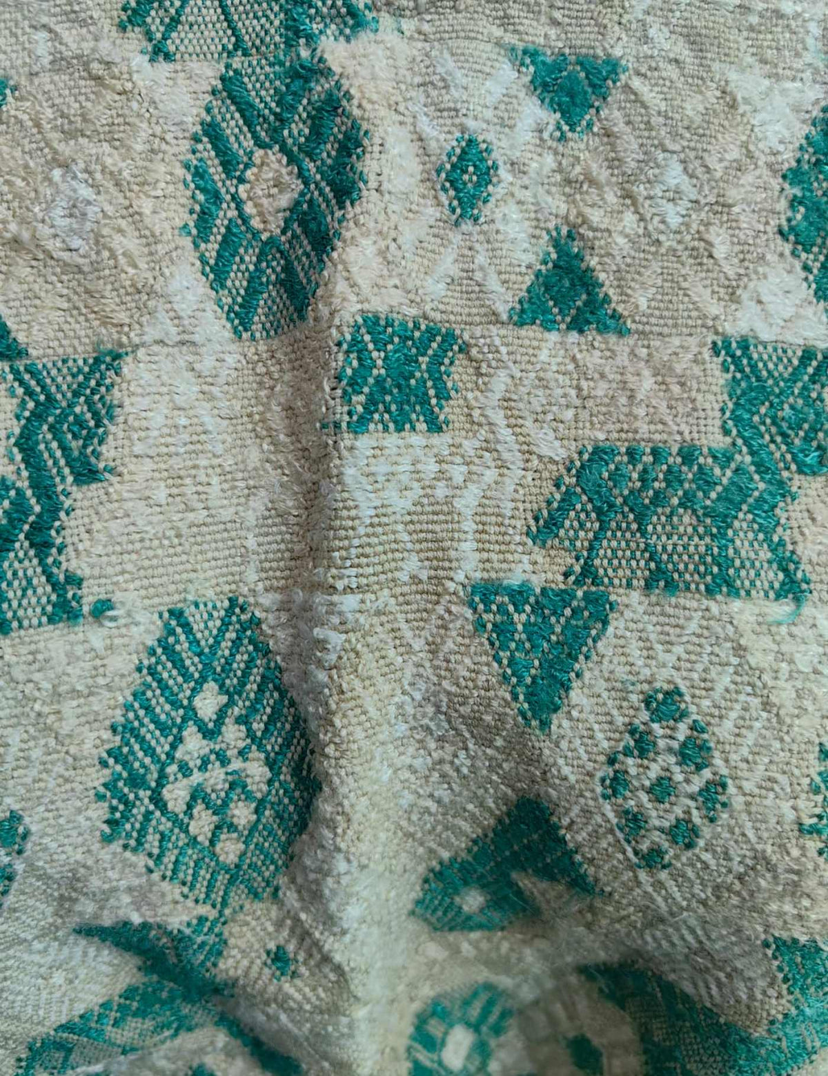 Green and beige embroidery Cobán Huipil #10-290