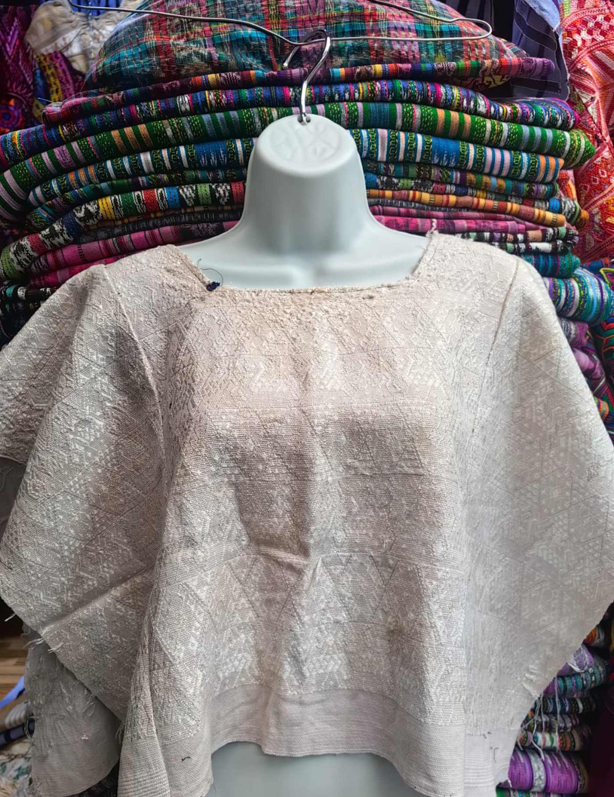 Pale pink with beige embroidery Cobán Huipil #10-292