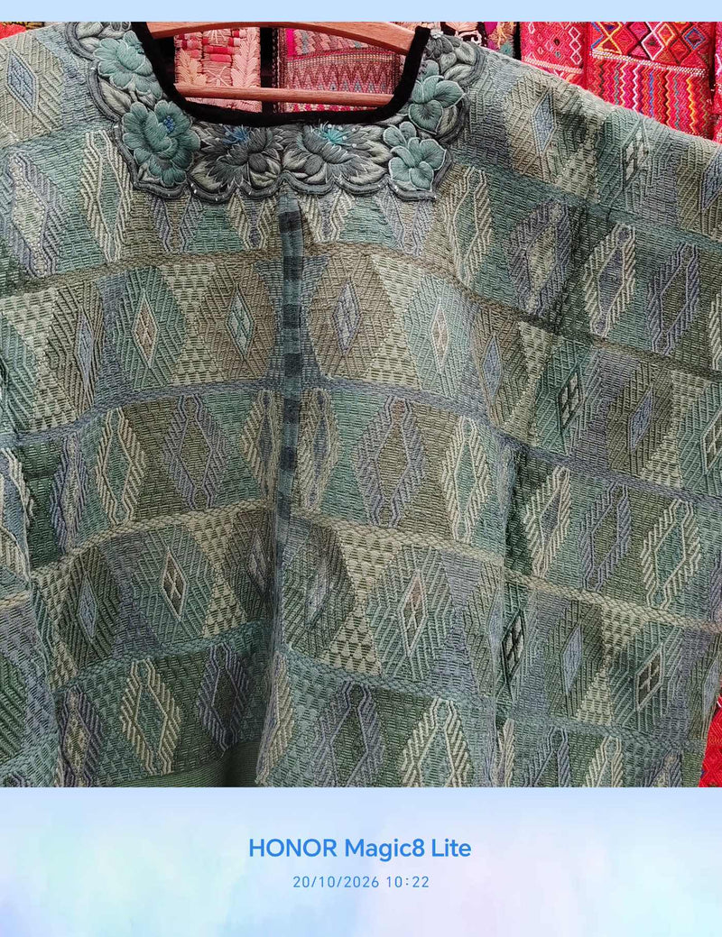 Green with geometric pattern Almolonga Huipil #10-298