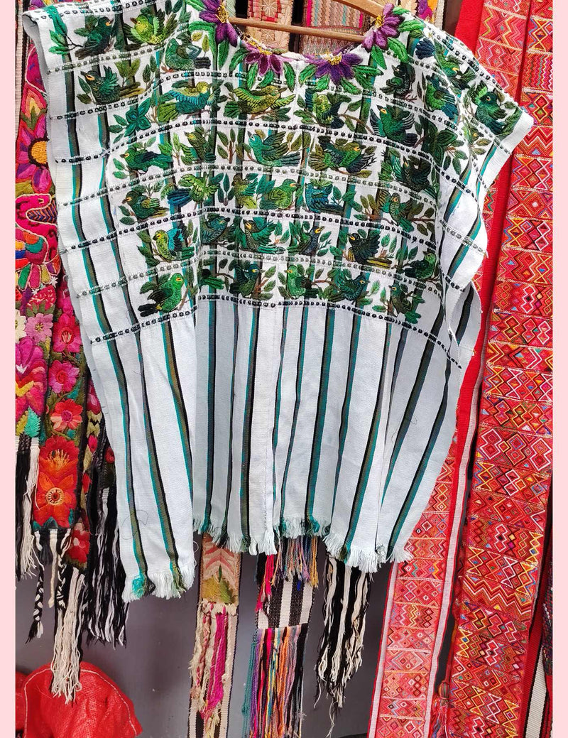Green and White Santiago Huipil #10-302