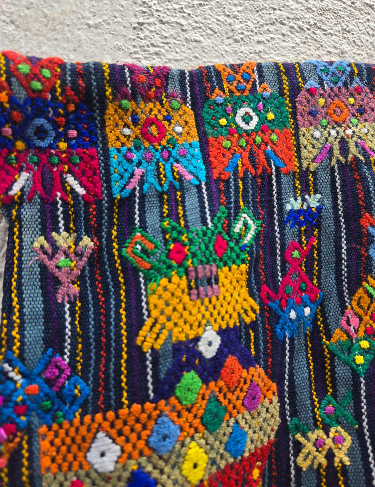 Striped with Colourful Dogs Nahualá Huipil #10-323