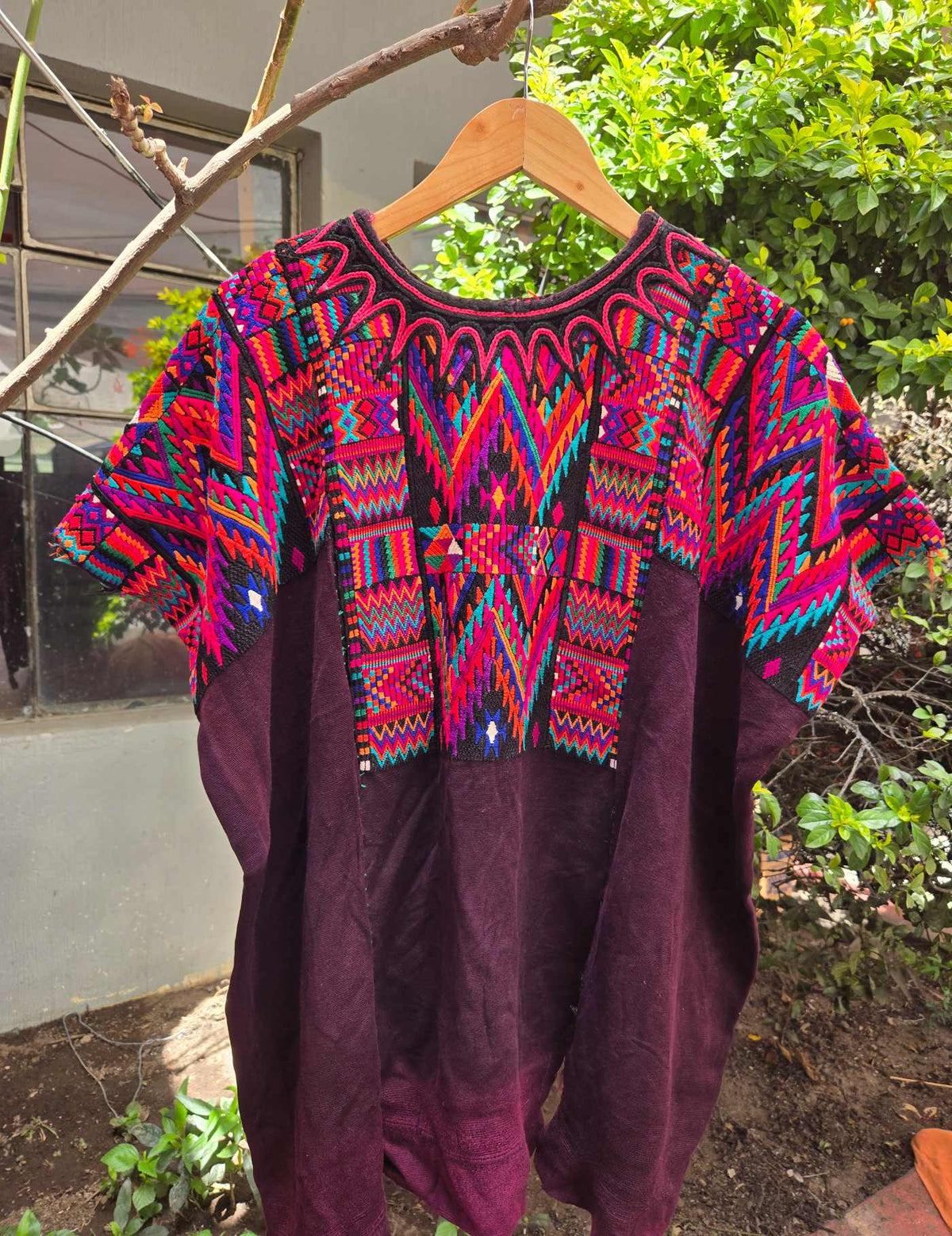 Red Pink and Brown Chichicastenango Huipil #10-350