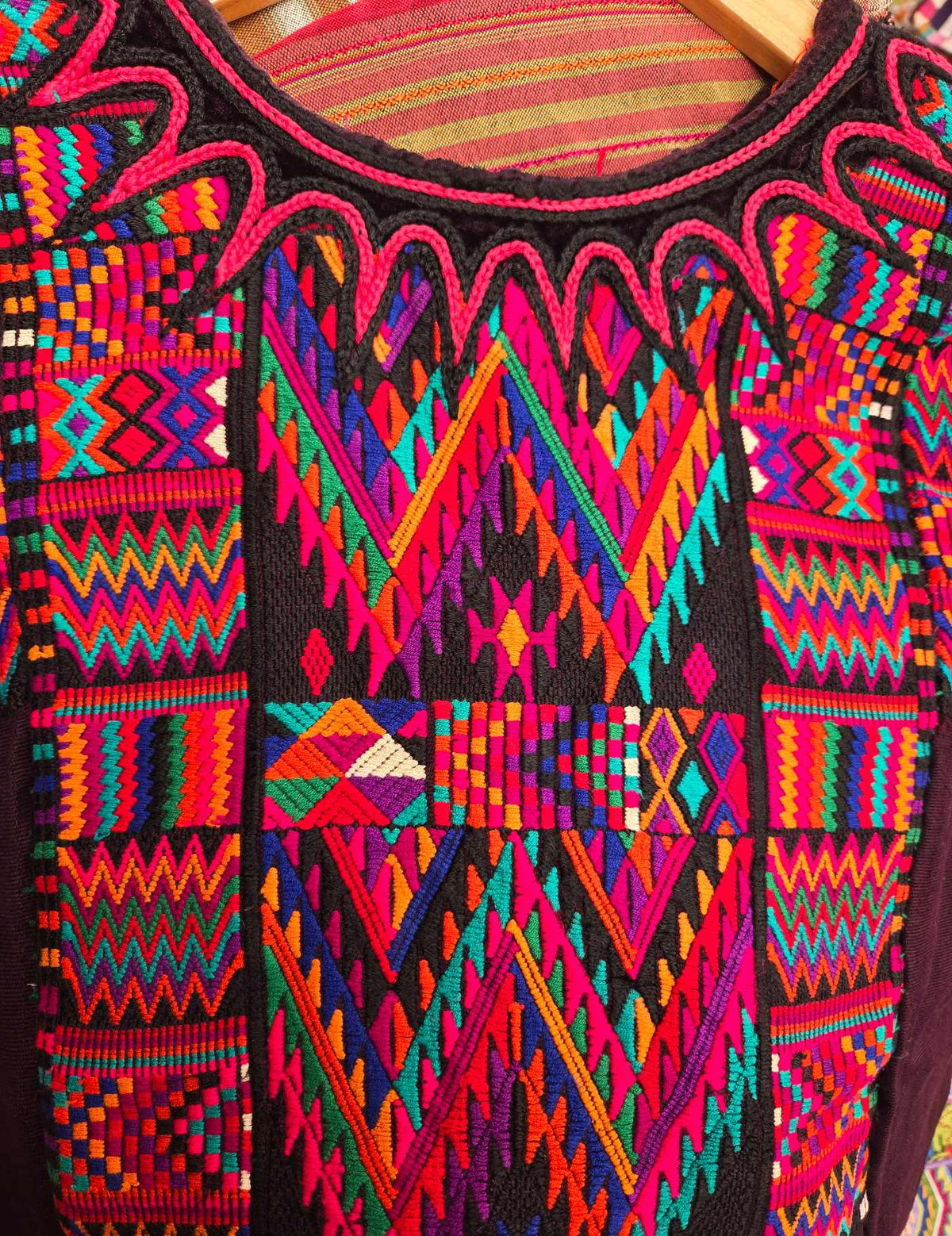 Red Pink and Brown Chichicastenango Huipil #10-350