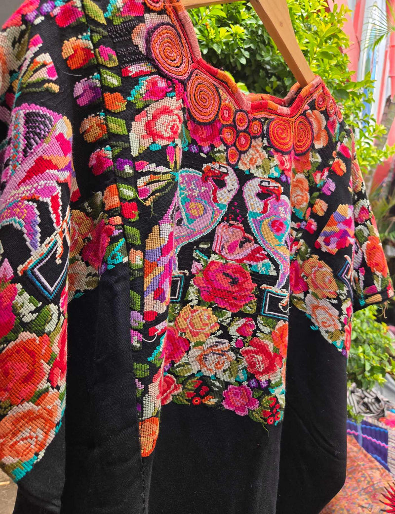Flowers and Peacocks Chichicastenango Huipil #10-351