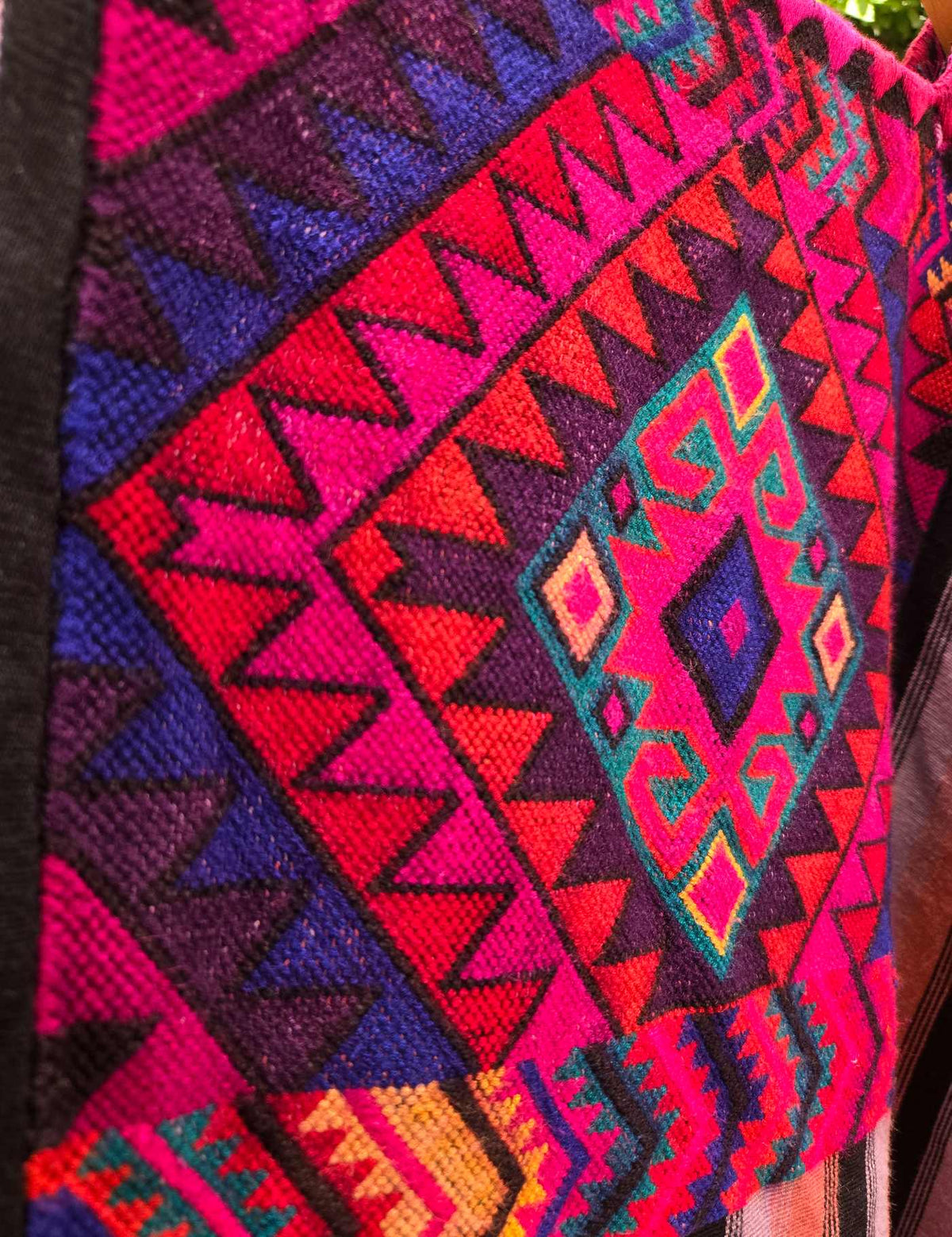 Black Lilac and Coral Striped Chichicastenango Huipil #10-353