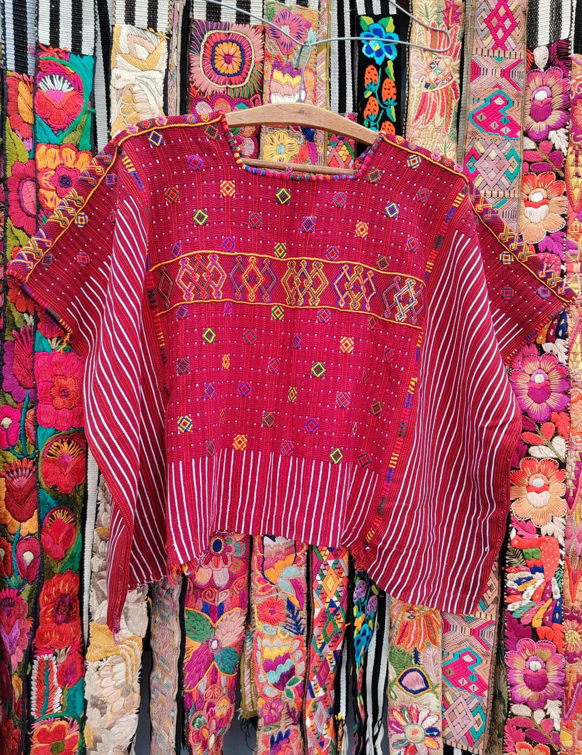Burgundy and Gold Colotenango Huipil #10-371