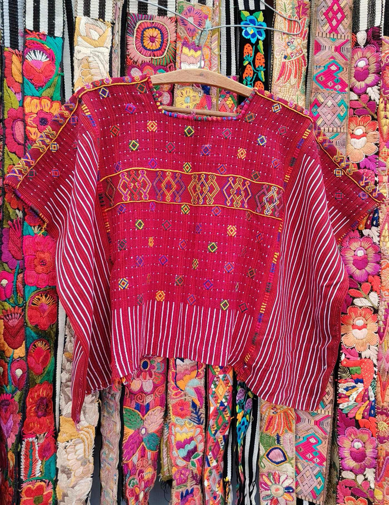 Burgundy and Gold Colotenango Huipil #10-371