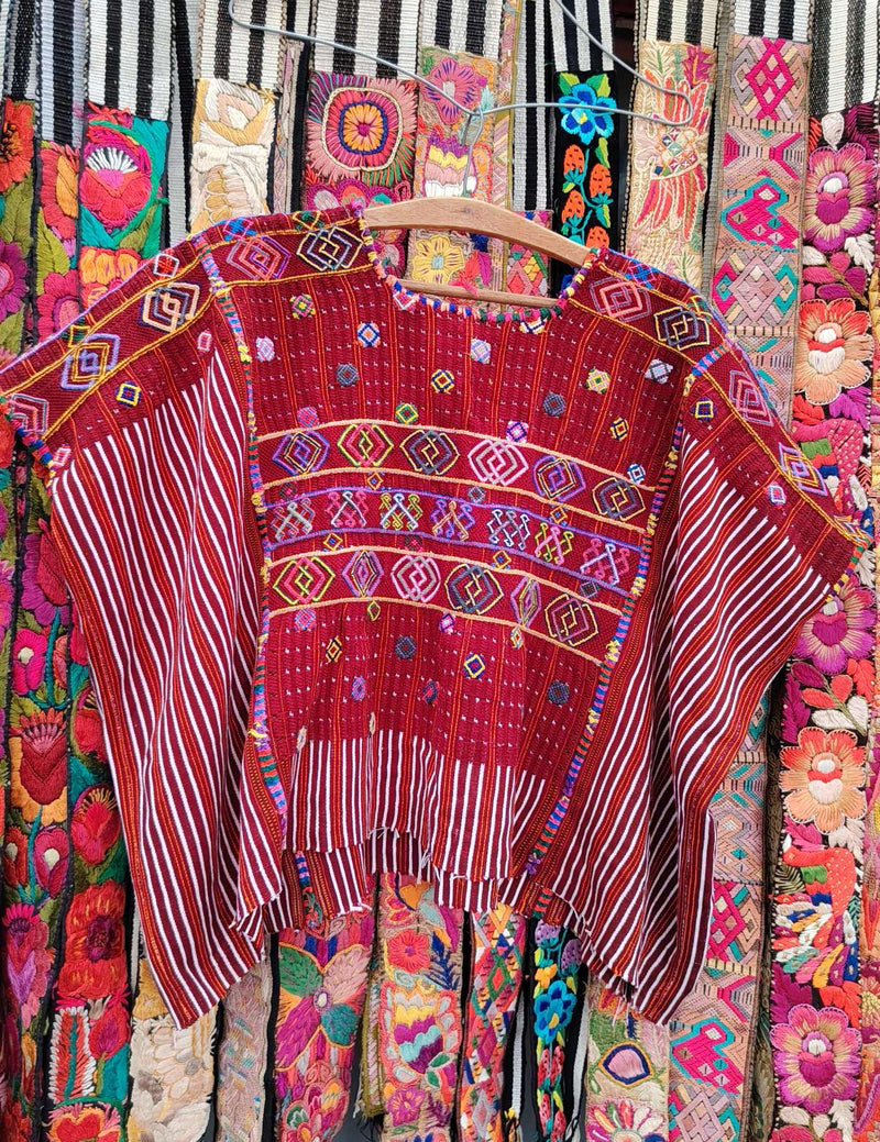 Burgundy and Purple Colotenango Huipil #10-375