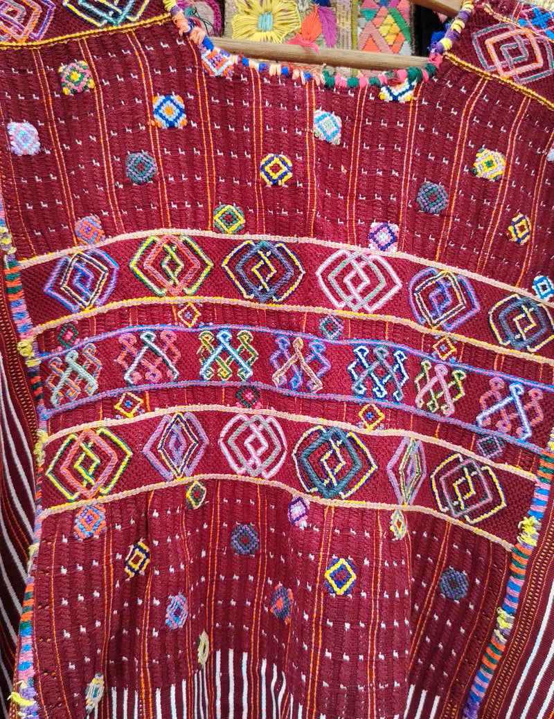 Burgundy and Purple Colotenango Huipil #10-375