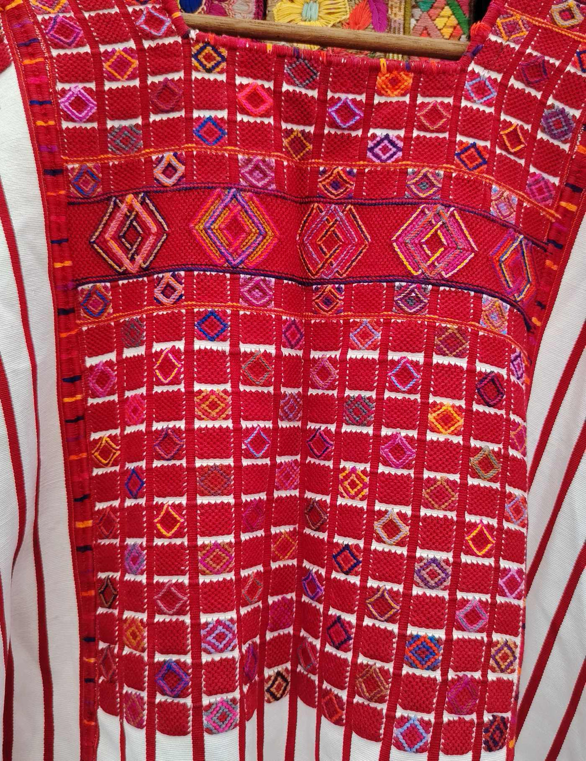 Burgundy and White Colotenango Huipil #10-377