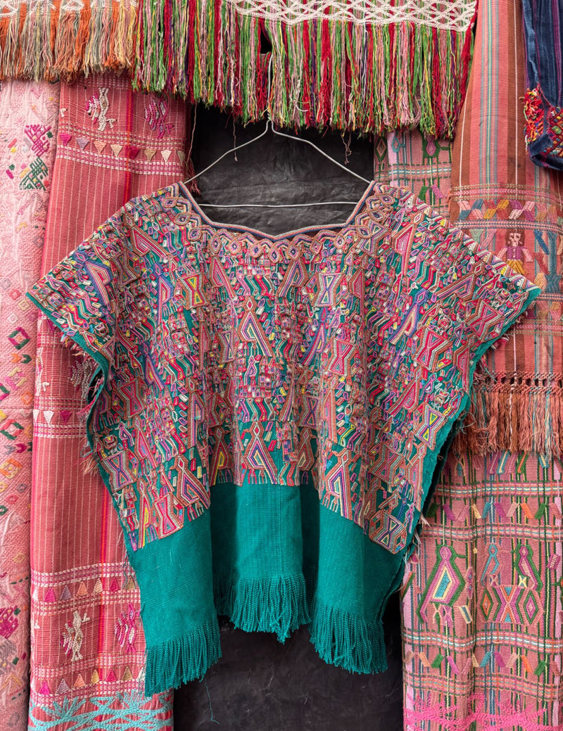 Green and PInk Nebaj Huipil #10-387